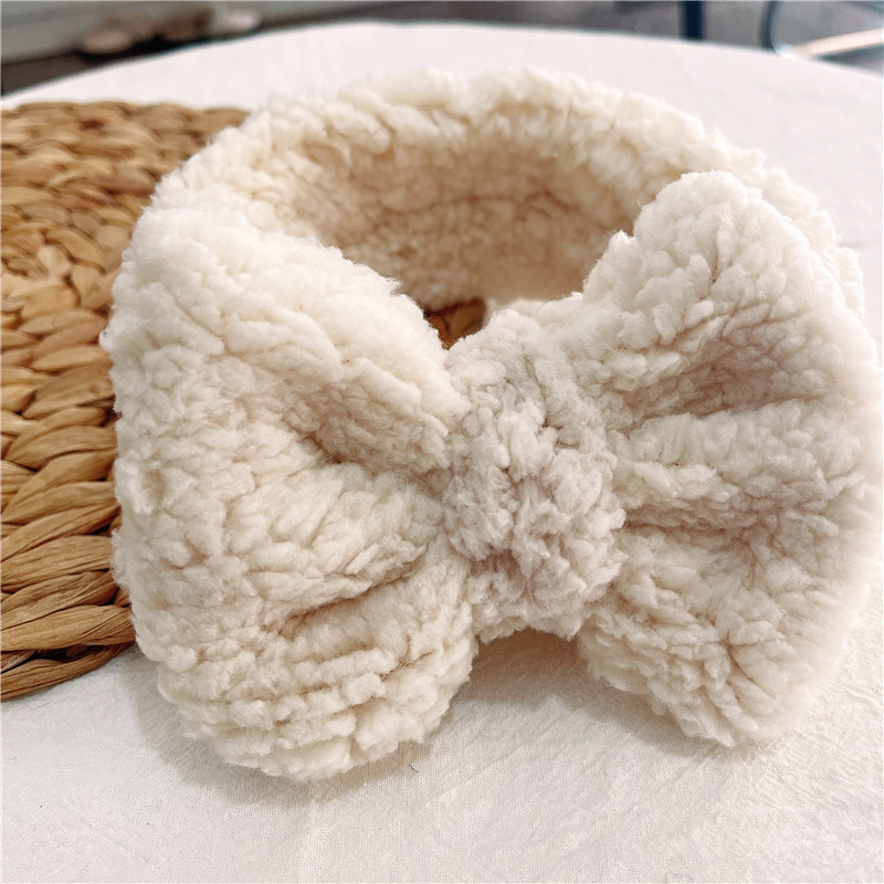 Pasgeboren bogen tulband winter warme babyhoofdbanden kinderen elastische kopwaringen dikke teddy stof haarband schattige meisjes haaraccessoires