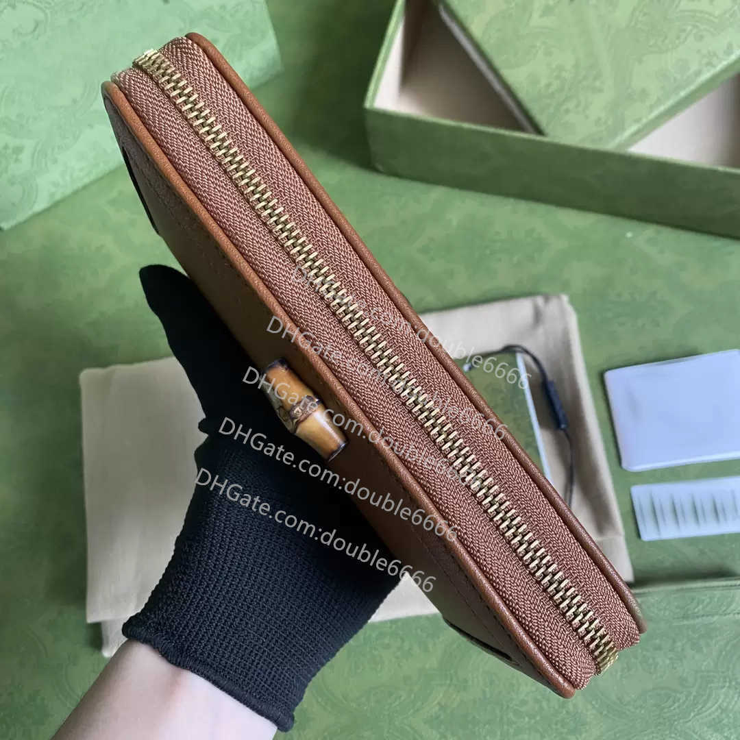 Designer Top qualité bambou zippy WALLET en cuir véritable sac de carte de crédit mode noir rose dame long # 658634 658244268x