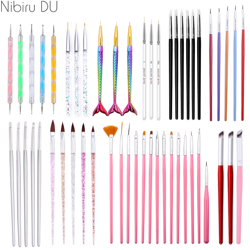 Nail Art Tools Nail ToolsNail Brushes Nail Art Brush Set Gradient Line Painting Dotting Pen Kit Acrylic Handle Gel Polish Crystal Brushes