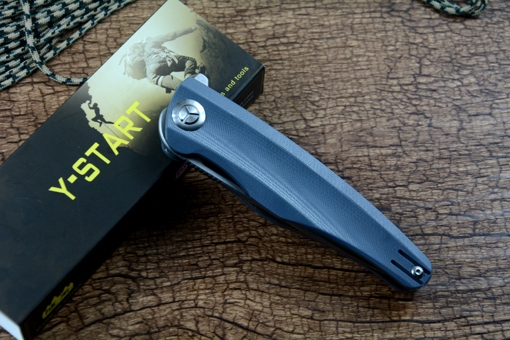 Y-start Faca dobrável caça D2 Blade Stoneded Bolicing Rollowing Washer Fast Aberto G10 Handle Outdoor EDC Pocket Knives projetado por David Chen Lk5031