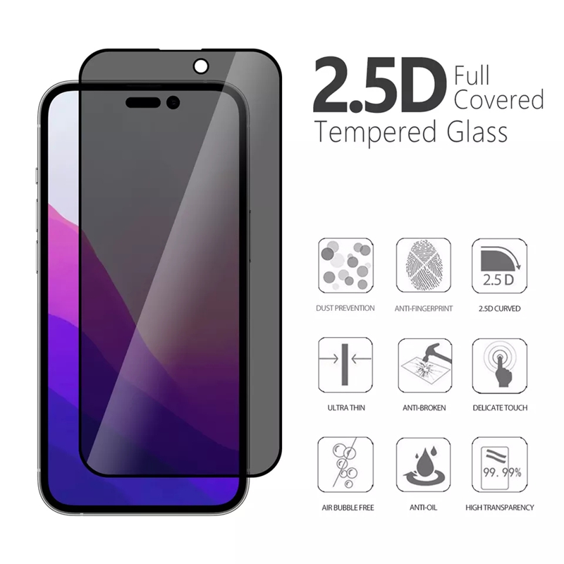 Privacy Anti-Spy Temperted Glass Screen Protector dla iPhone 14 Pro Max 14pro 13 13pro 12 11 XR XS X 8 7 Plus 9H Anti Spy Dark Pełne pokrycie z pakietem detalicznym