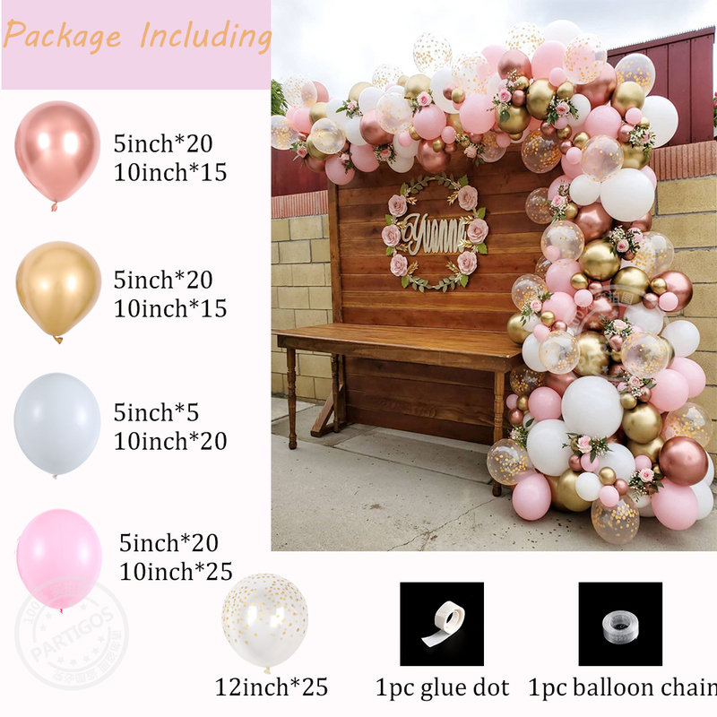 Outros suprimentos de festa de evento Rose Gold Balloon Garland Arch Kit Rosa Balão Balão Balão do Dia dos Namorados Decoração de aniversário Decoração infantil Globos 220916