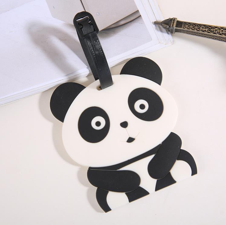 Creative PVC Panda Luggage Tag Keychain Party Favor Portable Cartoon Travel Label Keyring SN4158