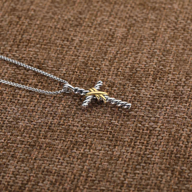 925 Sterling Silver Necklace Pendant Necklaces Design Punk Zircon Cross Fashion Men Women Jewelry Anniversary Valentine Day Gift 52113