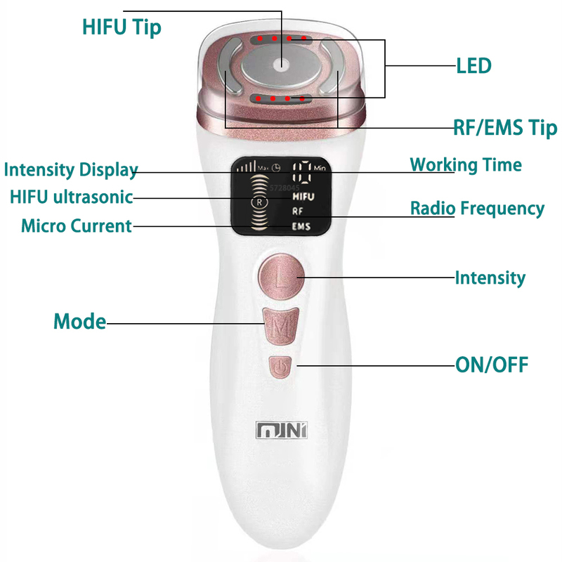 Massageador de face Mini Máquina HiFu Máquina de Ultrassom RF Fadiofrecuencia EMS Microcorrente Elevador Empresa Aperto Skrinkle Wrinkle Care Product 220916