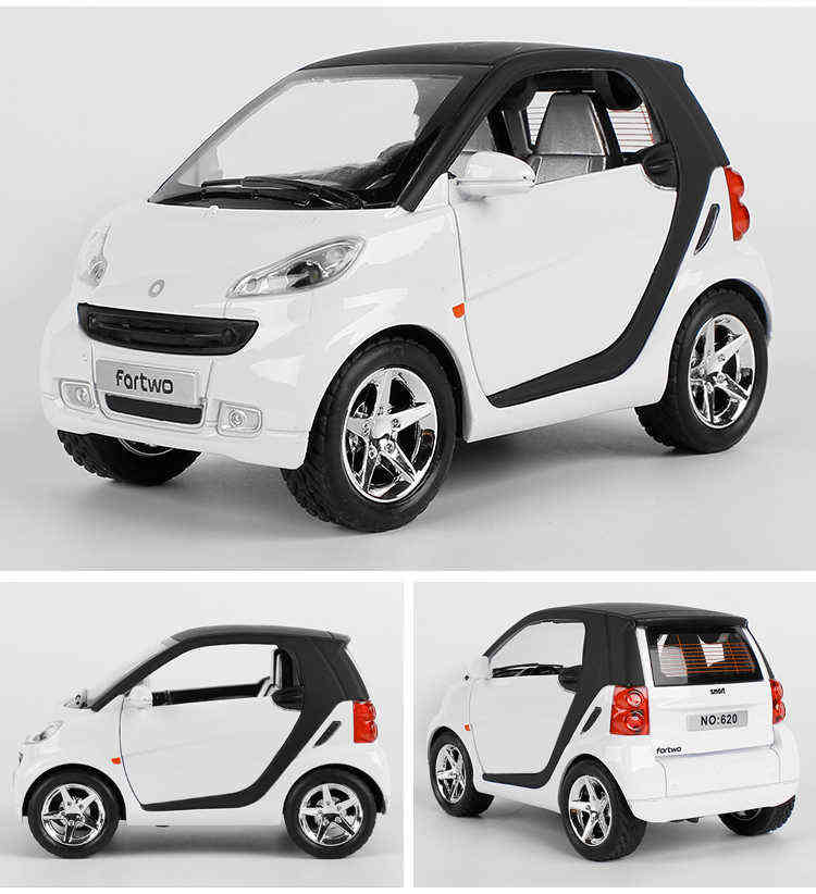 Cars 1/32 Scale Benz Smart Fortwo Diecast Model Pull Back Car Collectible Toy Gifts with Sound Light 0915