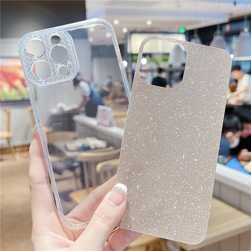 Glitter Diamond Cover Camera Protects for iPhone 13 Pro 12 Pro Max XS XR X 7 8 Plus SE 2022 Case Bling Silicone TPU