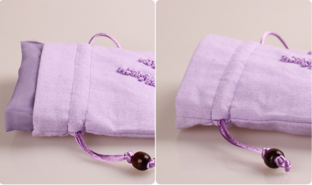 Bordado de cinta de 2 tamaño Bordado Lavanda Algodón Joya de joyas Bolsas de regalos con cordón