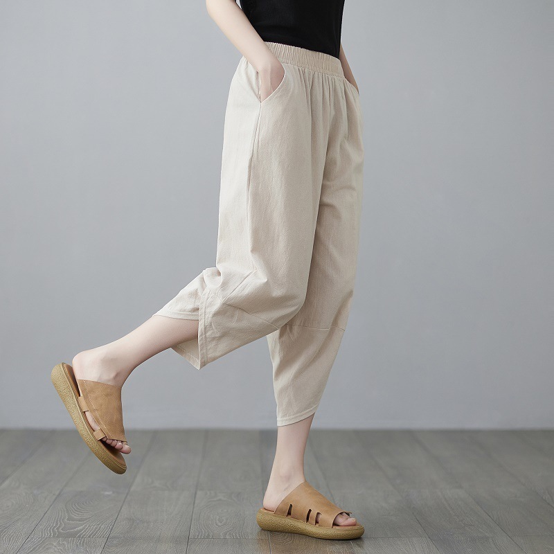 Women's Pants Capris Shimai Cotton Linen Loose Trousers Women Large Size Straight Leg Unique Wide Pant Ladies Summer Pure 220916