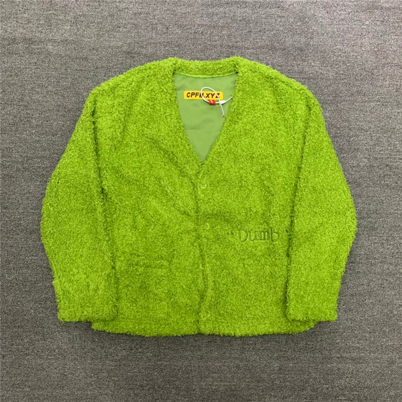 Coats Green Cardigan Embroidered Men's And Women's V-Neck Jacket