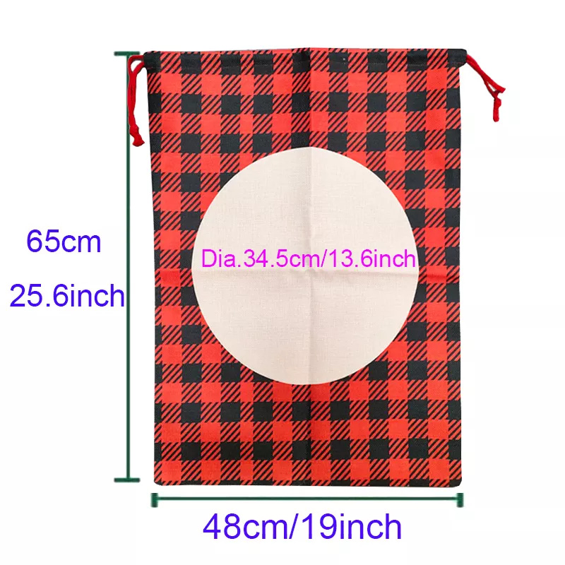 Sublimation Santa Sacks Linen Stripe Drawstring Bag Christmas Decorations Blank Heat Transfer DIY Gift Sugar Bags Pocket