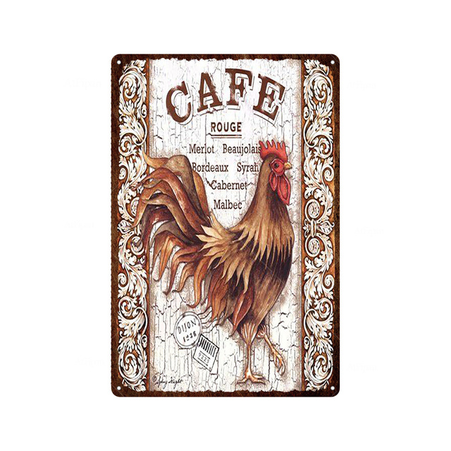 Oeufs frais métal peinture étain signe ferme boutique français café lait maison mur décor Vintage affiche étain plaques heureux poulet rétro Plaque