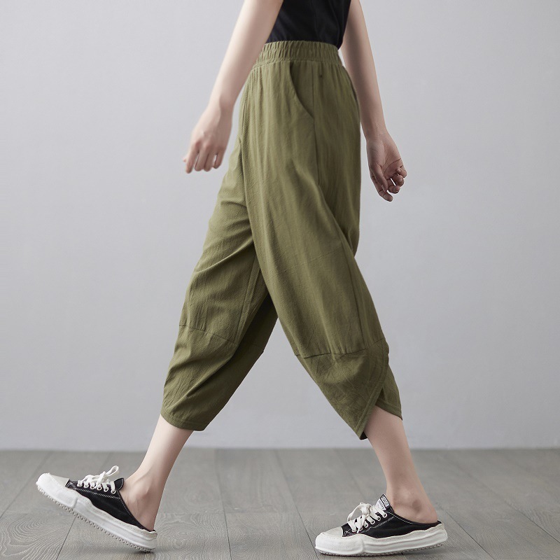 Women's Pants Capris Shimai Cotton Linen Loose Trousers Women Large Size Straight Leg Unique Wide Pant Ladies Summer Pure 220916