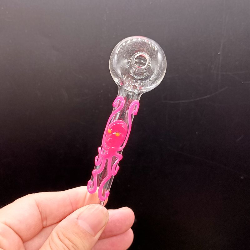 Pipes de tabagisme en verre épais jaune rose avec pieuvre lumineuse Pyrex Huile DAB PRIGS ACCESSOIRES DE TOBAC