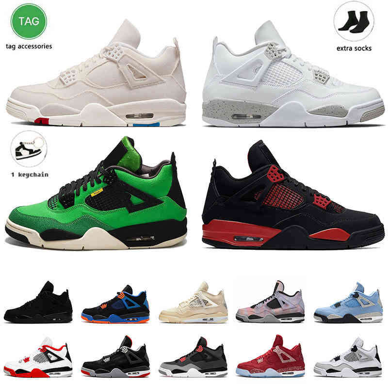 Shoes Jorden4S Basketball Trainers Jogging Sneakers Fire Red Thunder University Blue Canvas White Oreo Sail 4S Men Women Jumpman Off