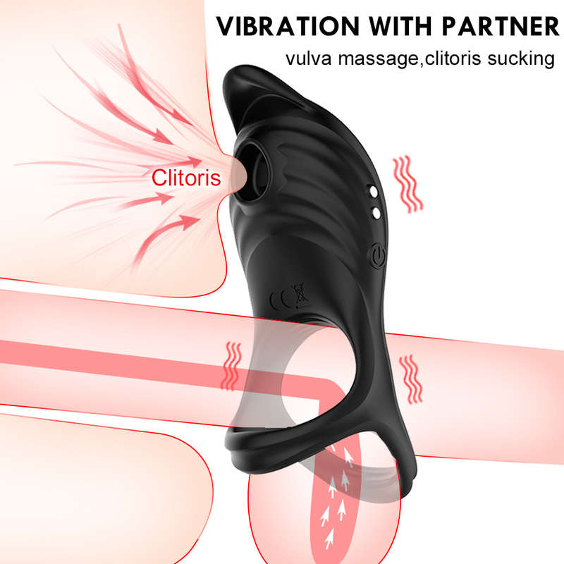 Cockrings Double Cock Ring Vibrateur G-spot Clitoris Stimulation Éjaculation Retardée Sucer Vibrant Pénis Anneau Pour Couple Adulte Sex Toys 220916