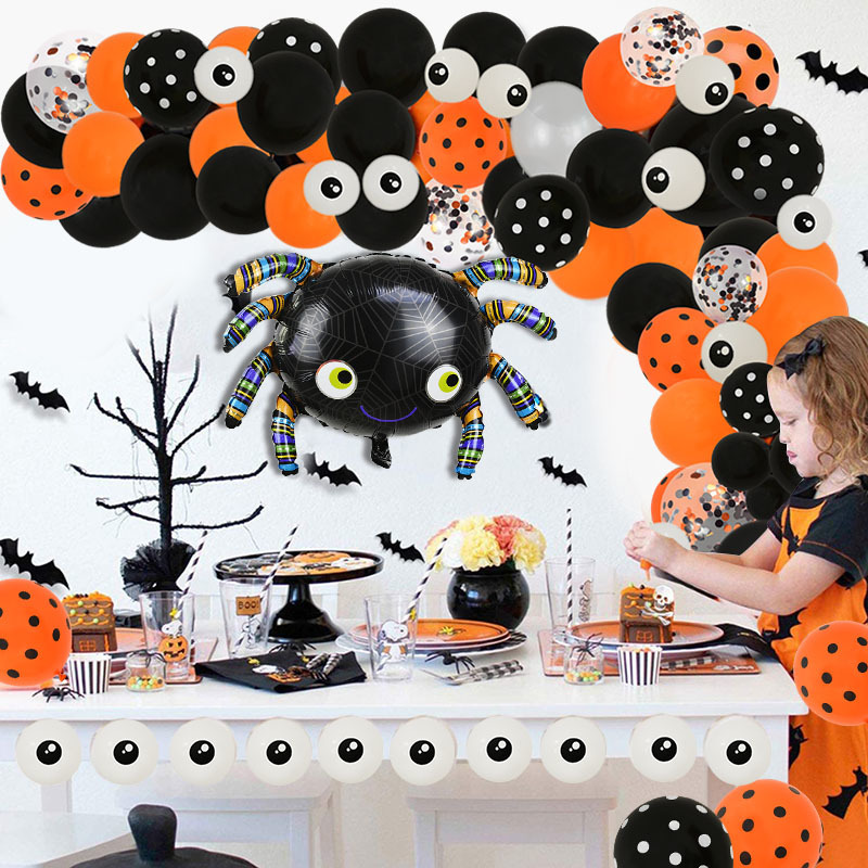 Décoration de fête Halloween Latex Ballons Garland Kit Arc Orange Noir Spider Globals Enfants Birhtday Cadeaux Jouet 220915