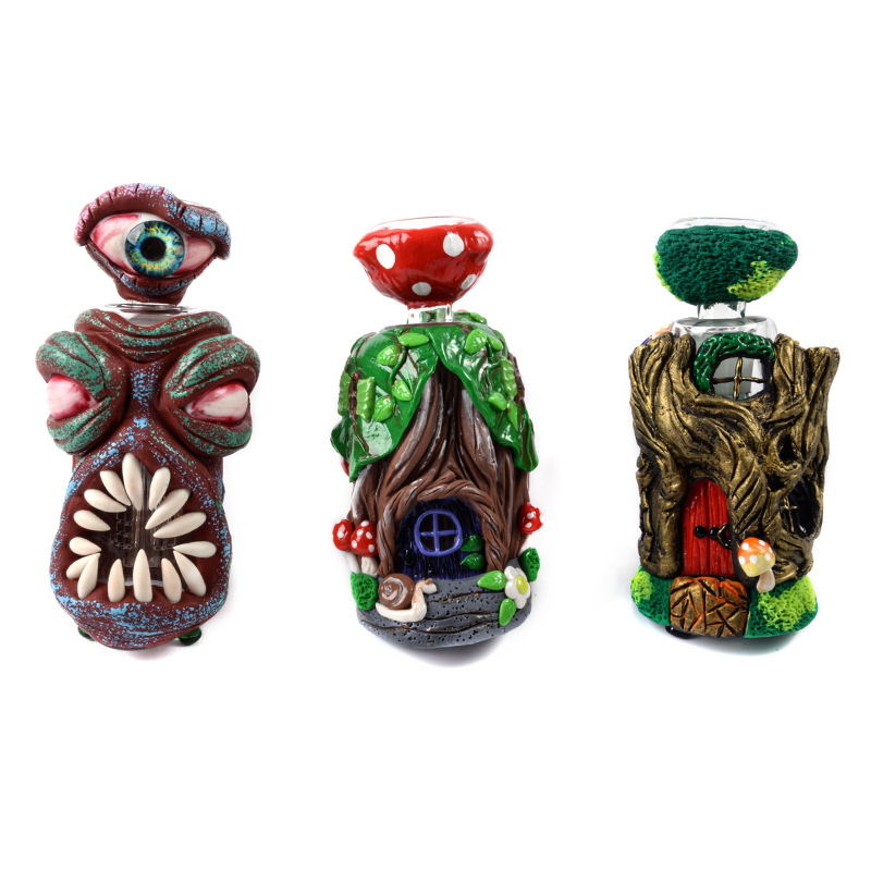 Unique Halloween Style Hookahs Hand Smoking Accessories 6 Inch Small Oil Burner Pipes Heady Glass Bongs Colorful Smoking Pipe With 18mm Joint Bowl