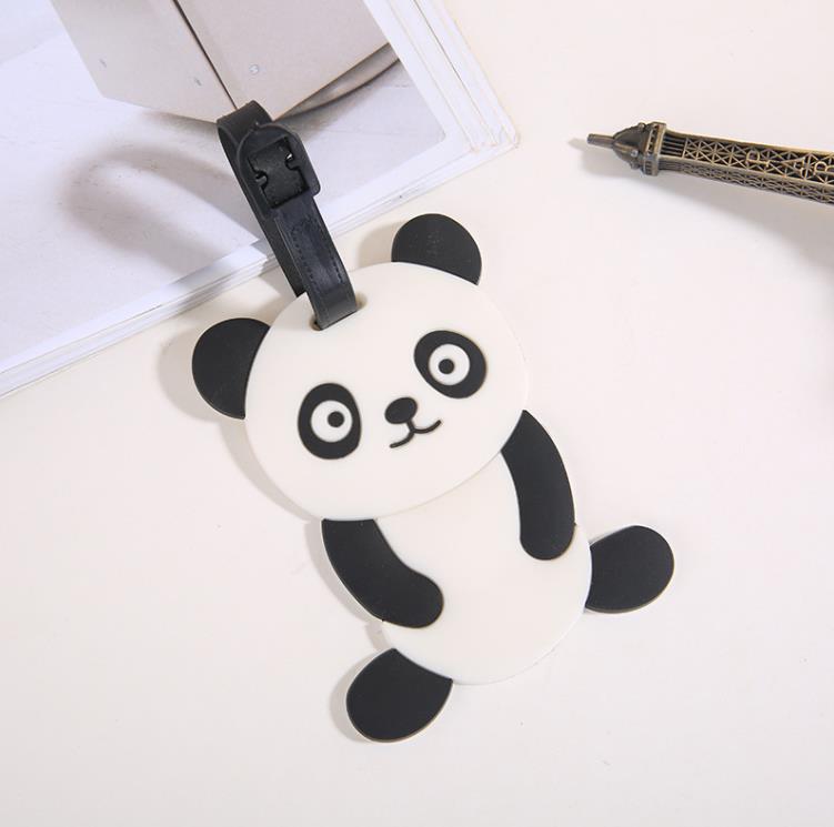 Creative PVC Panda Luggage Tag Keychain Party Favor Portable Cartoon Travel Label Keyring SN4158