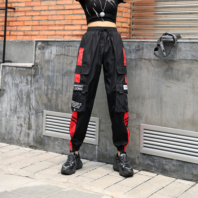 Cal￧as femininas Capris Ybyr High Cintura de moda esportes de moda solta harajuku retchwork bf el￡sticos cal￧as de streetwear 220916