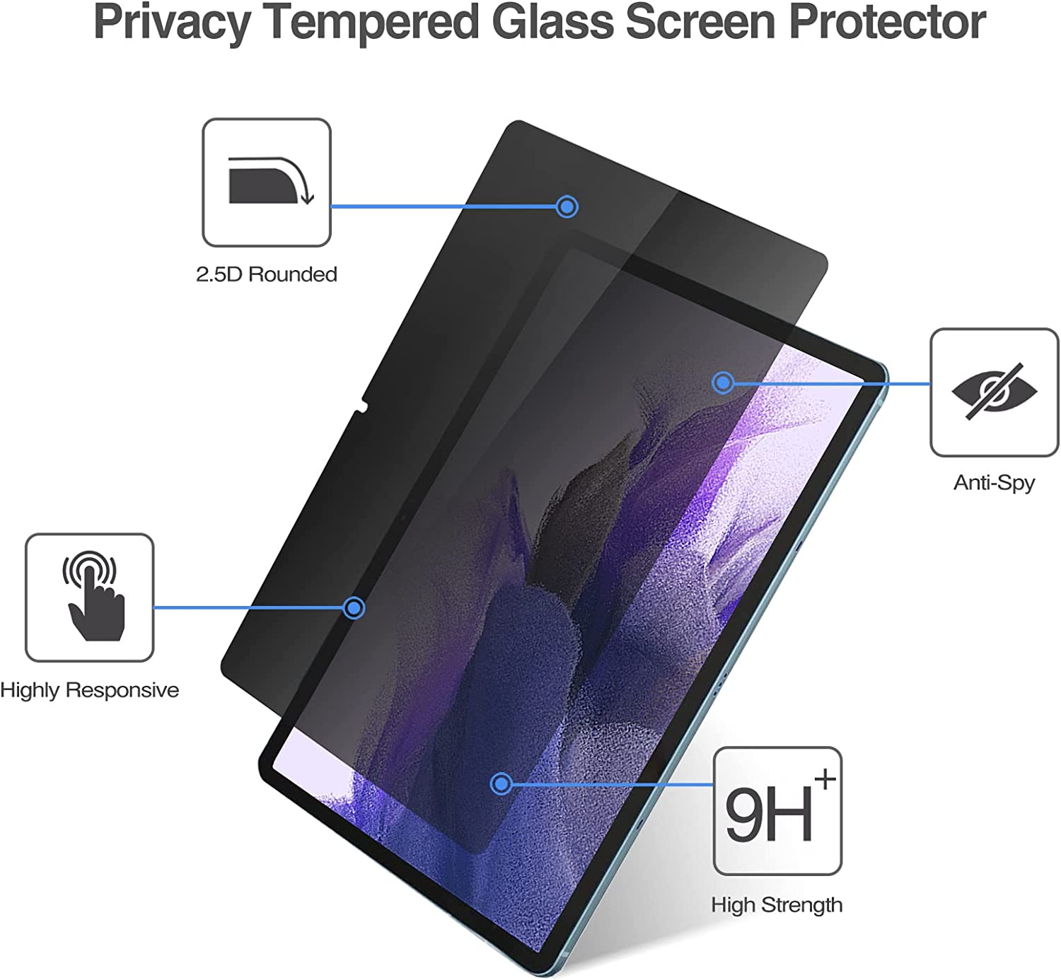 Protecteur d'écran pour Samsung Galaxy Tab S8 Plus S8 Ultra S7 FE T970 X900 X806 X800 X700 Film de Verre Trempé Confidentialité Anti-Peeping