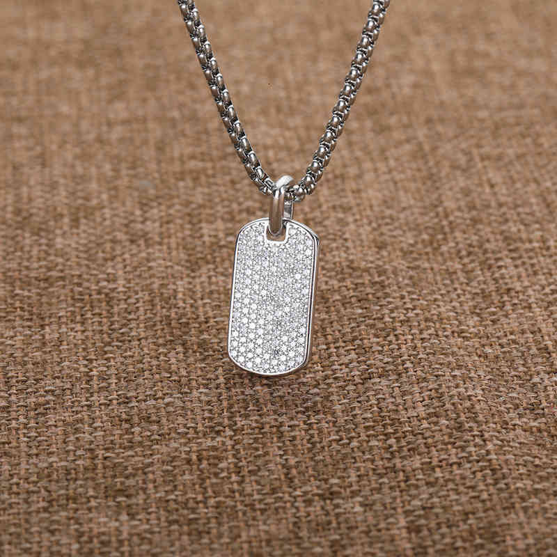 Silver Necklaces 50cm Necklaces Women Full Diamond Jewelry Chevron Cross Pendant Pave Zircon Dog Tag Necklace Sunflower Peace Meda299q