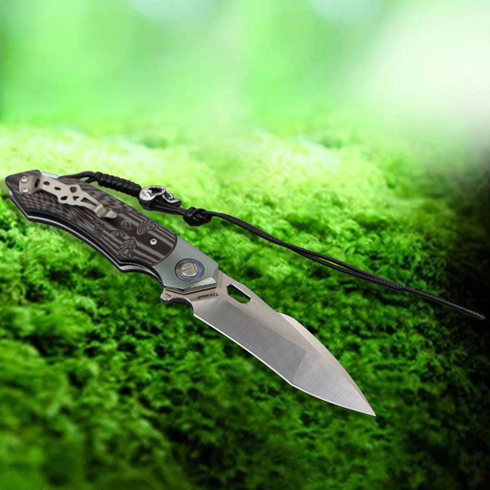 Speciaal aanbieding High-end kogellager Flipper Vouwmes D2 Satin Tanto Point Blade TC4 Titanium legering met G10 handvat snel open EDC Pocket Knives R9815