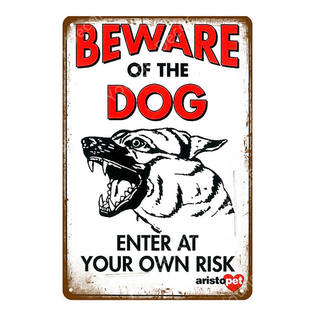 Avvertimento Pericolo Pittura in metallo Segni Attenzione al cane Gatto Poster Vintage Targa a muro Pub Bar Casa Pittura Man Cave Decor Ferro Ar5097289