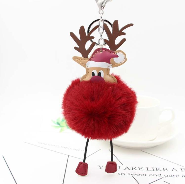 Party Favor Christmas Gift Keyring Plush Keychain hanger Cartoon Elk Bagage Decoratie Key Chain Party ornamenten SN4161