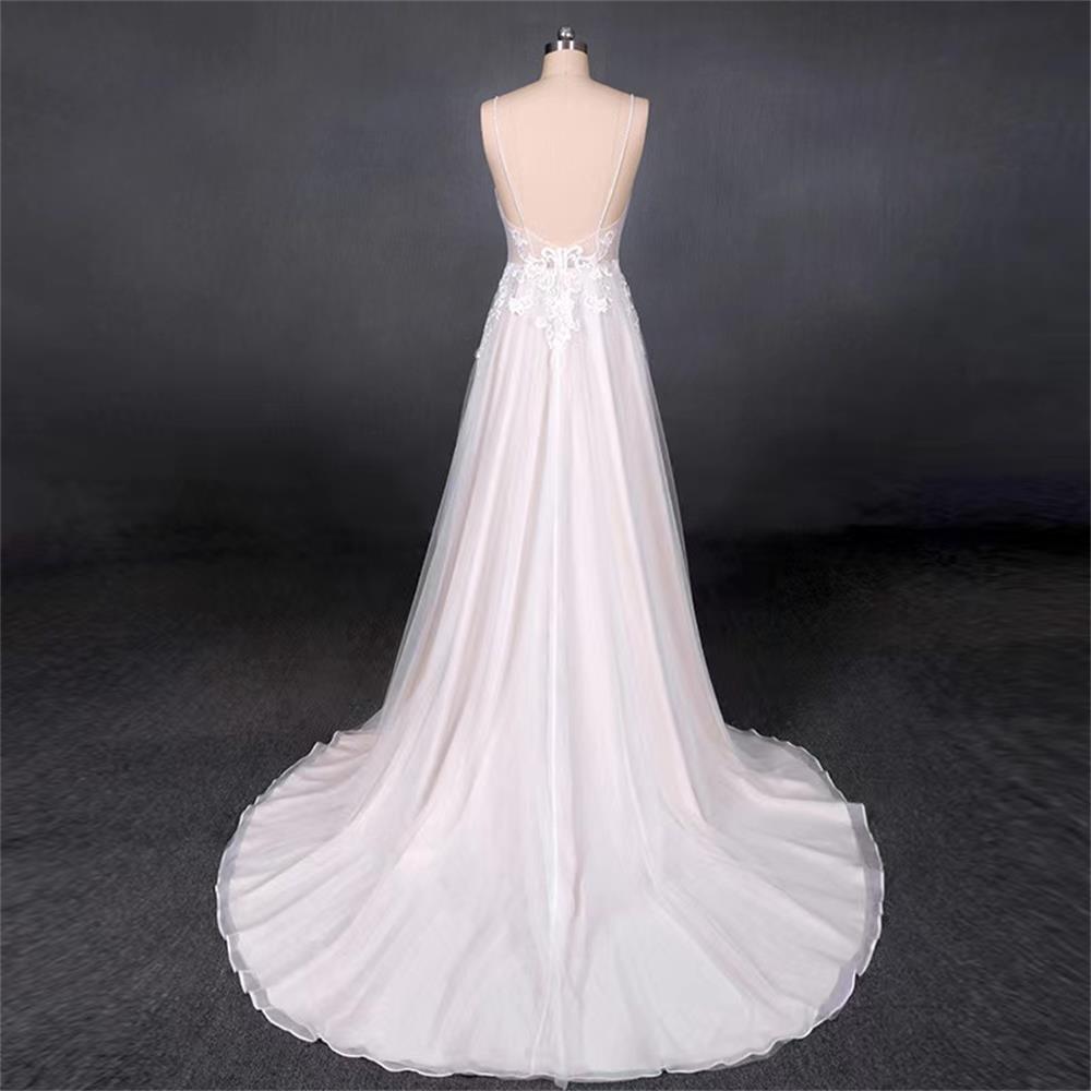 French wedding dress sexy suspenders v-neck temperament open back is thin and elegant romantic MY6032