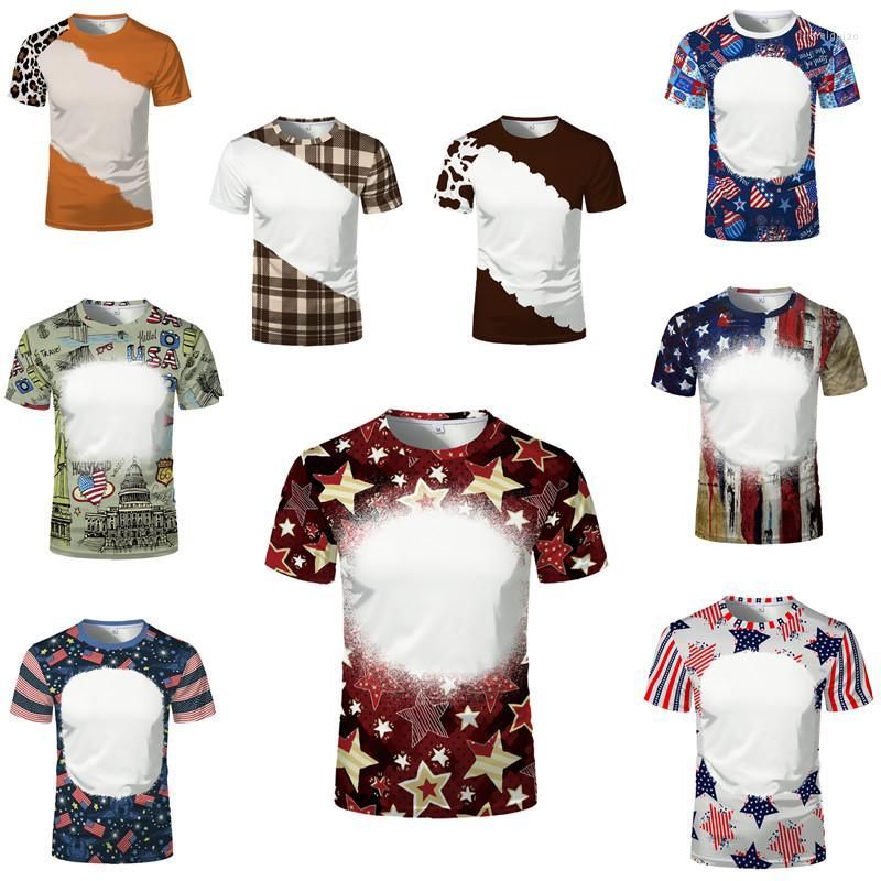 Vente en gros Sublimation Chemises blanchies Transfert de chaleur Blanc Bleach Shirt Blanchi Polyester T-shirts US Hommes Femmes Articles de fête Stock