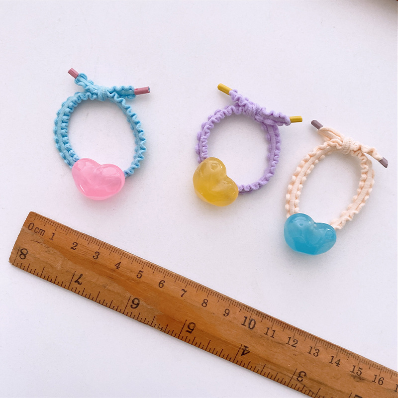 3 pezzi nuova coreana dolce ragazza semplice gelatina colore amore pizzo fasce elastiche capelli moda carino coda di cavallo bambini accessori capelli