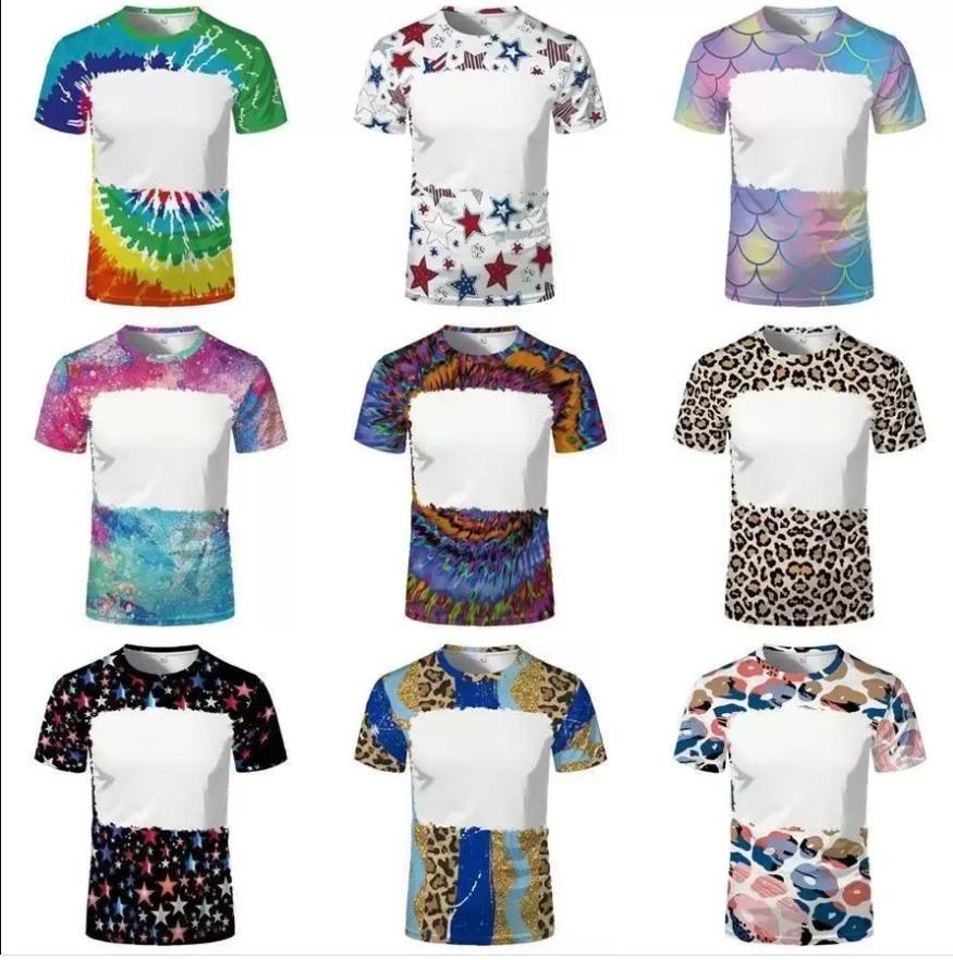 Venta al por mayor Sublimación Camisas blanqueadas Transferencia de calor Camisa blanqueada en blanco Poliéster blanqueado Camisetas EE. UU. Hombres Mujeres Suministros para fiestas Stock