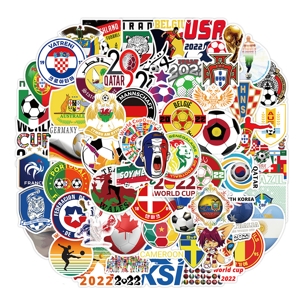 100pcs set Waterproof Car World Football Cup Stickers Graffiti Patches Decals for Motor Luggage Skateboard Laptop