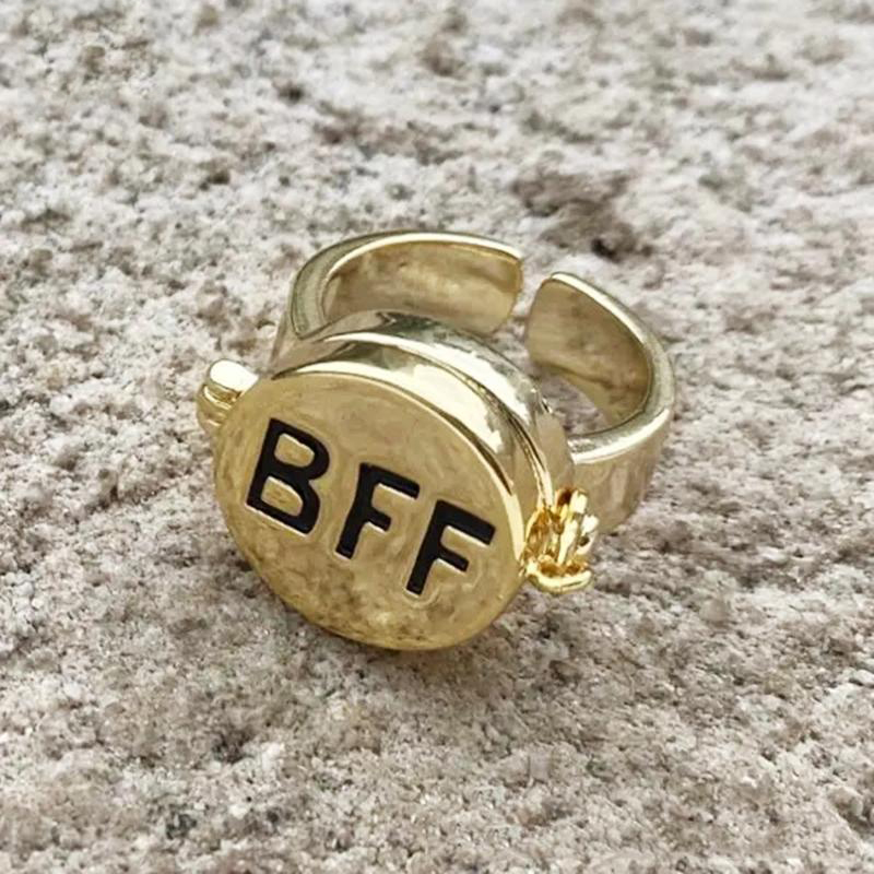 BFF Cute Anime Ring Women Girls Open Adjustable Cover Ring Gold Rings for Forever Close Friend Gift