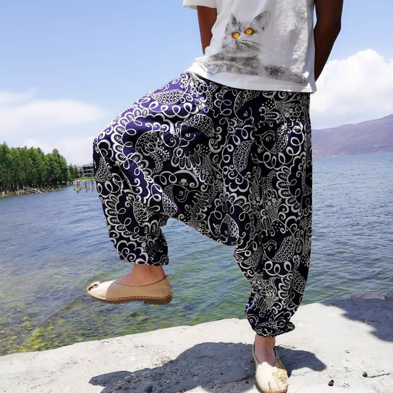 Spodnie damskie Capris Women Boho harem spodnie luźne bawełniane bawełniane lniane lniane streetwear hip hop taniec spodnie etniczne szpiegowe spodnie 220916