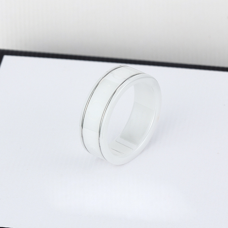 Anelli di design Love Ceramic Band G Letter Rings Black White for Women Men Gioielli Gold Ring280n