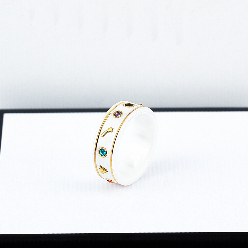 Designer sonneurs Love Ceramic Band G Letter SANS Noir Blanc pour les femmes Bijoux Gold Ring327S