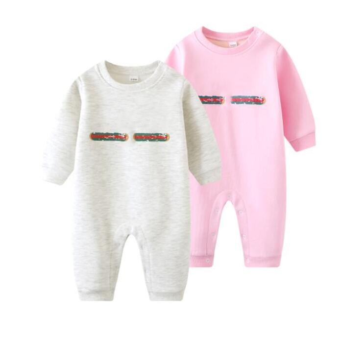 Baby Marke Strampler Herbst Winter Neugeborenen Baumwolle Verdicken Warme Overalls Infant Buchstaben Gedruckt Onesies Kleinkind Kinder Romper4686960