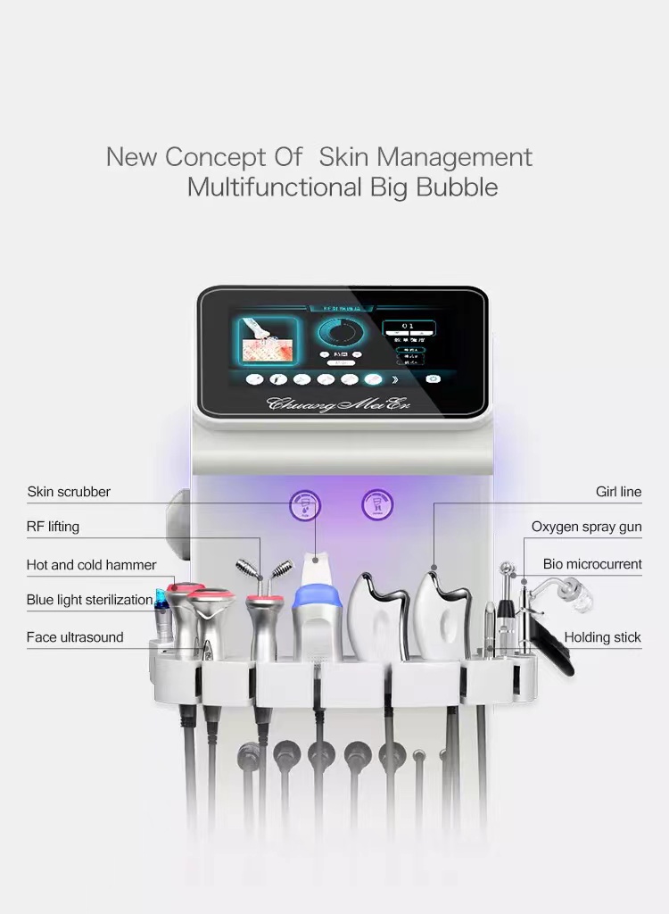 最新の9 in 1 Microdermabrasion韓国はH2O2の大きな泡フェイシャルハイドロ皮膚式機械工場価格を備えています