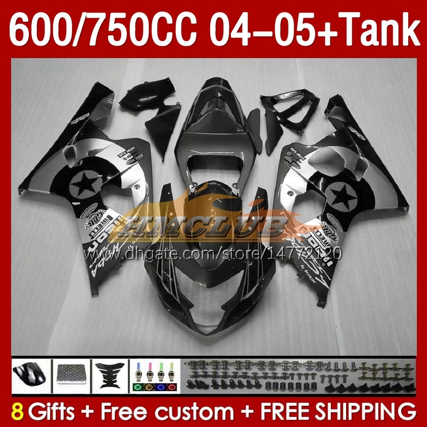 OEM Grey Silvery Fairings Tank for Suzuki GSXR-600 GSXR600 GSXR-750 K4 GSXR750 04 05 153NO.45 GSXR 600 750 CC 600CC 750CC 2004 2005 GSX-R600 04-05