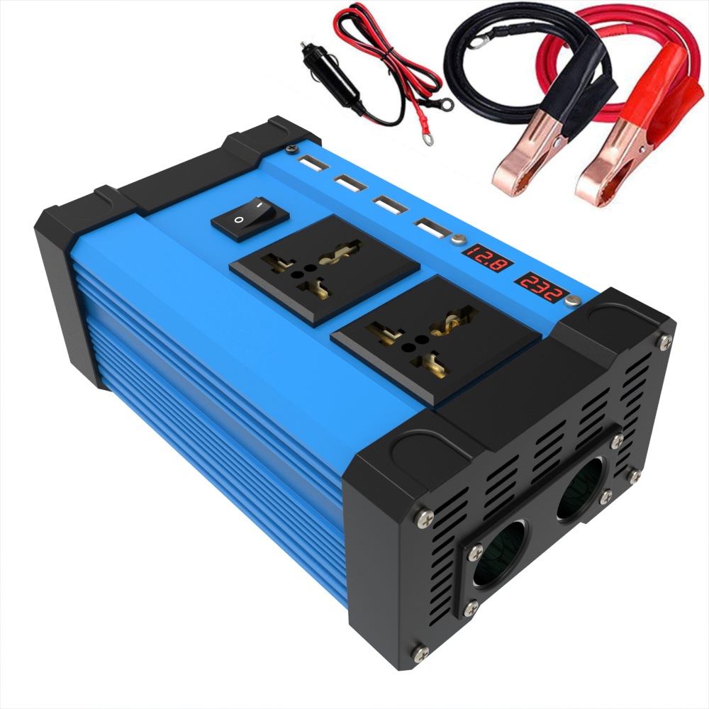 4000 W Auto-Wechselrichter, 12 V, 220 V, 110 V, DC zu AC, 4 USB, 4,2 A, Ladegerät, Sinuswellen-Konverter, Auto-Wechselrichter, mehrfarbiges Display