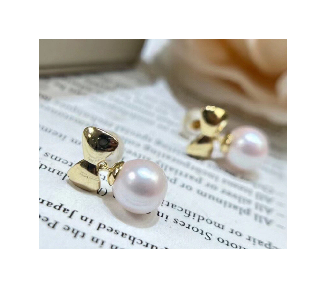 2209106 Diamondbox -Jewelry Earrings Earrings ear Studs Pearl Sterling 925 Silver Bow Knot Ribbon Akoya 7-8 mmラウンドペンダントチャームギフトIDE2618