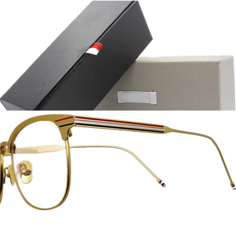 Design Hommes Femmes Sourcils Lunettes Cadre 10 4 Carré En Métal Rond Fullrim Multi-Strip 54-19-145 pour Lunettes De Prescription Lunettes Fullset Design Case Box