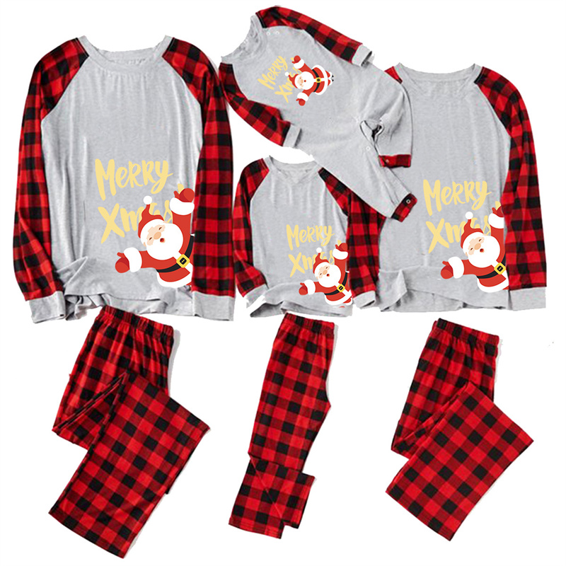 Christmas Matching Pajamas Set Home Clothing Red/Black Women/Men/Kids/Couples Loungewear Sleepwear