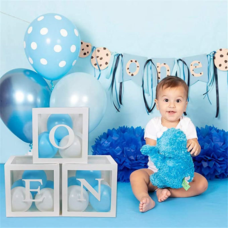 Decorações de Natal, bebê, decorações de 1º aniversário, primeiro aniversário, caixas de balão com uma carta para chá de bebê menino menina de 1 ano de aniversário de aniversário 220916