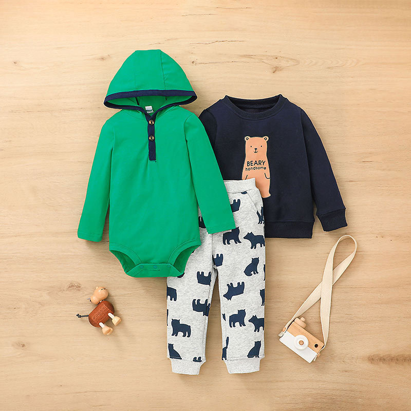 Clothing Sets IYEAL Baby Boy Girl Clothes Suit Cotton Long Sleeve Hooded RompersPantHoodies born Infant Toddler Outfits Kids Clothing Set 220916