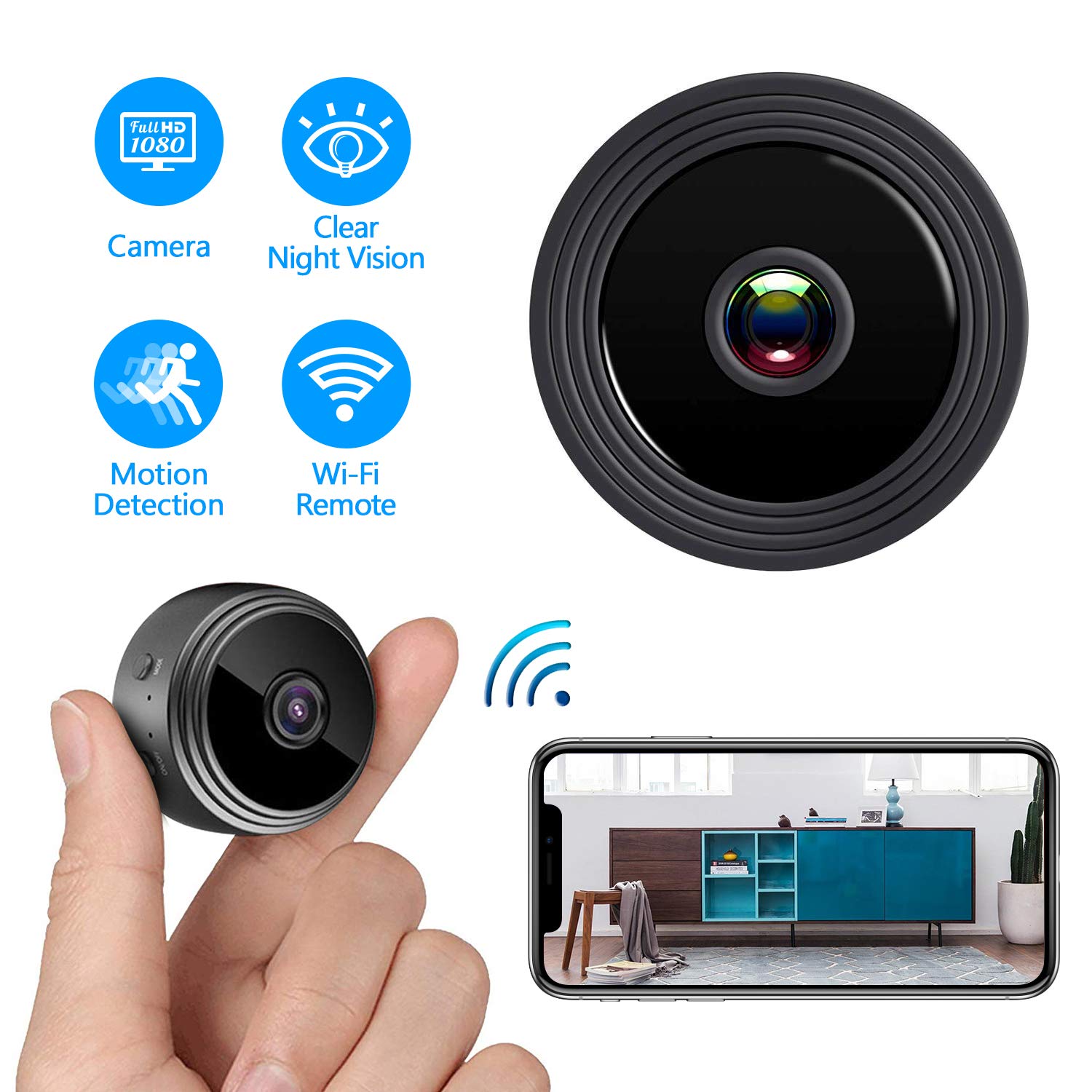Mini WiFi IP Camera 1080P HD Night Vision Video Cam Camcorder Motion Detection for Indoor Outdoor Home Security Surveillance Camera