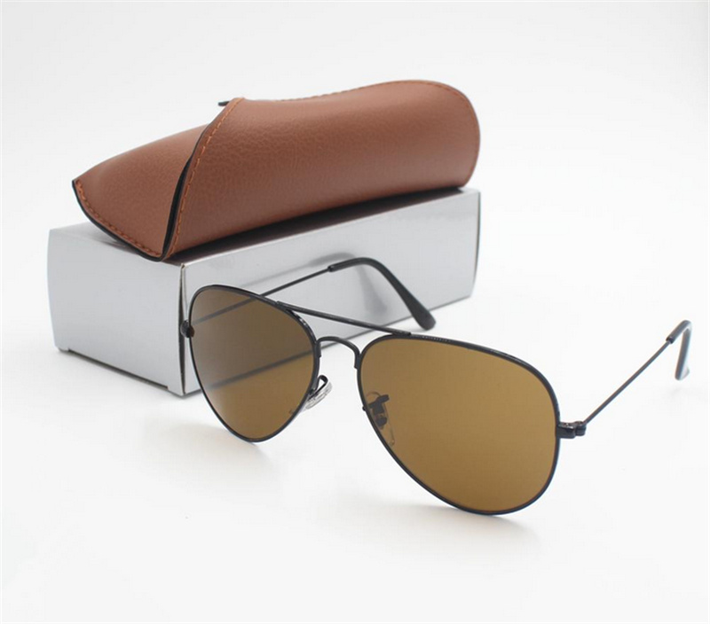 designer brand classic pilot sunglasses fashion women sun glasses UV400 gold frame green mirror 58mm lens with box342N