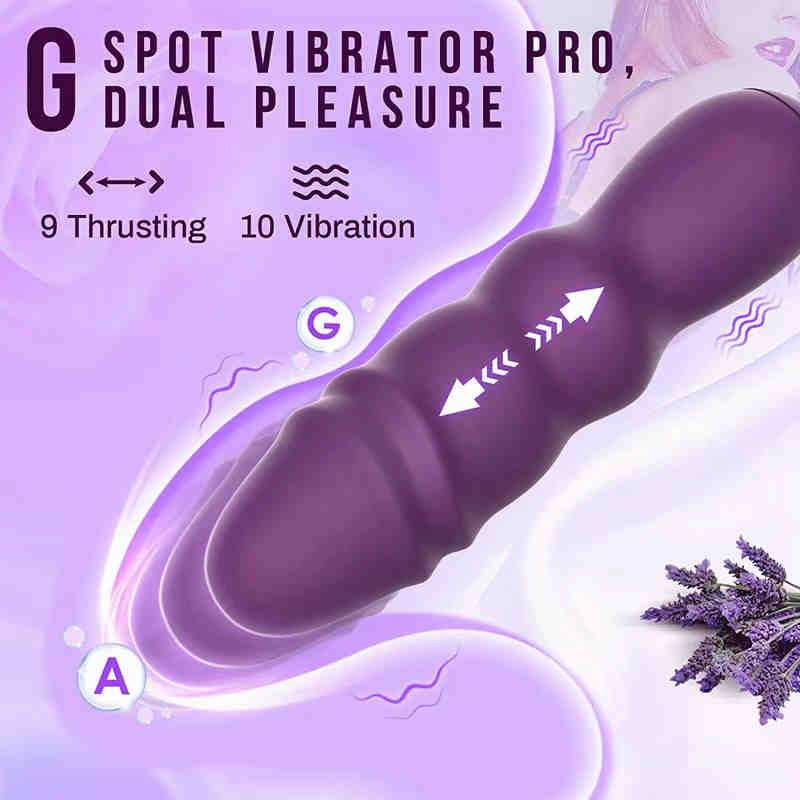 스러스트 G 스팟 딜도 진동기 여성용 음핵 자극기 업데이트 된 추진 항문 엉덩이 플러그 성인 제품